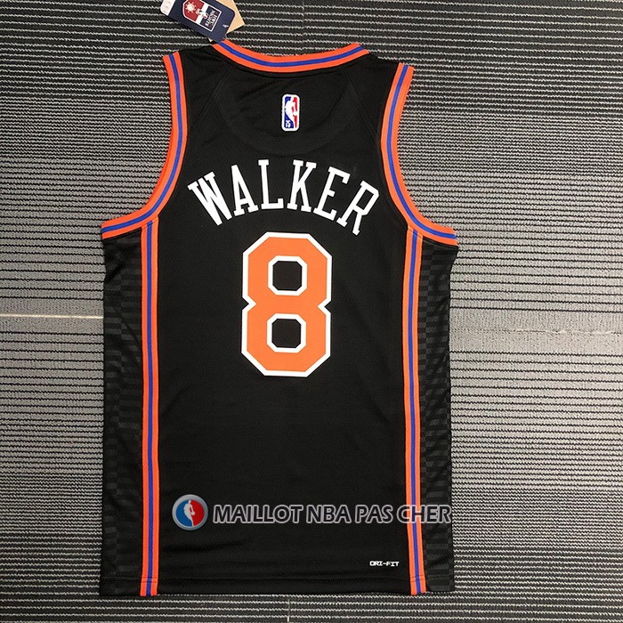 Maillot New York Knicks Kemba Walker NO 8 Ville 2021-22 Noir